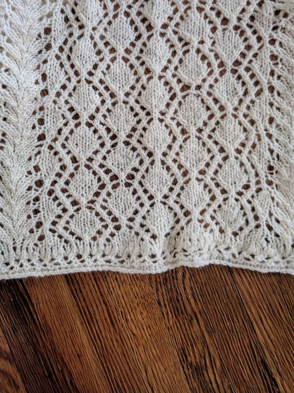 NWT Hand Spun & Knit Lace Shawl Scarf Cream White Pure Corriedale Wool By Hulda